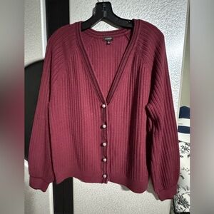 Talbots Women's Plus Burgundy Ball
Button Front Ribbed Cardigan Sweater Size L